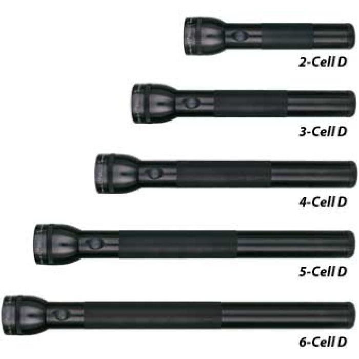 MAG-LITE FLASHLIGHT HANG PACK/Black, 2 D-cell batteries, equipped with two gas lamps.