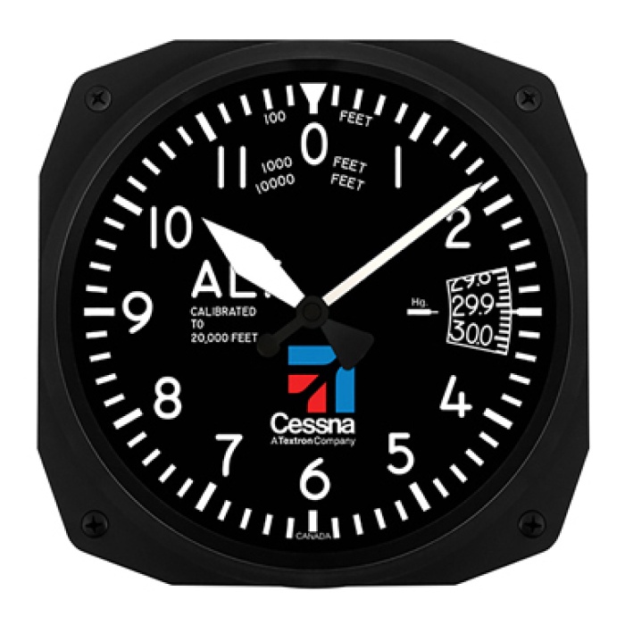 WALL CLOCK/Cessna altimeter aviator style, 10