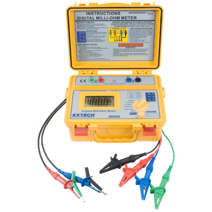 MILLIOHMMETER/Battery powered, 4 wire, 2000 ohm, wire connec - 380580