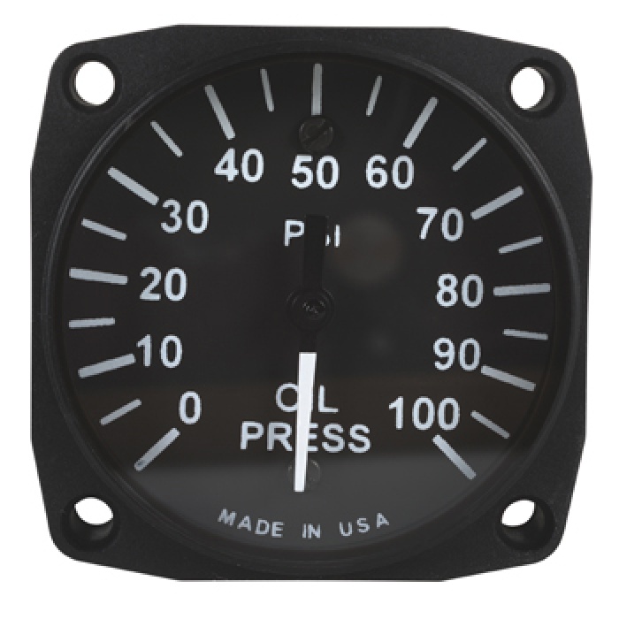 Electronic Oil Pressure Indicator | 2-1/4 in, 0–100 PSI, Black & White Dial Markings