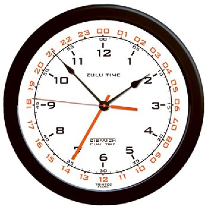 14 ZULU TIME WALL CLOCK/White