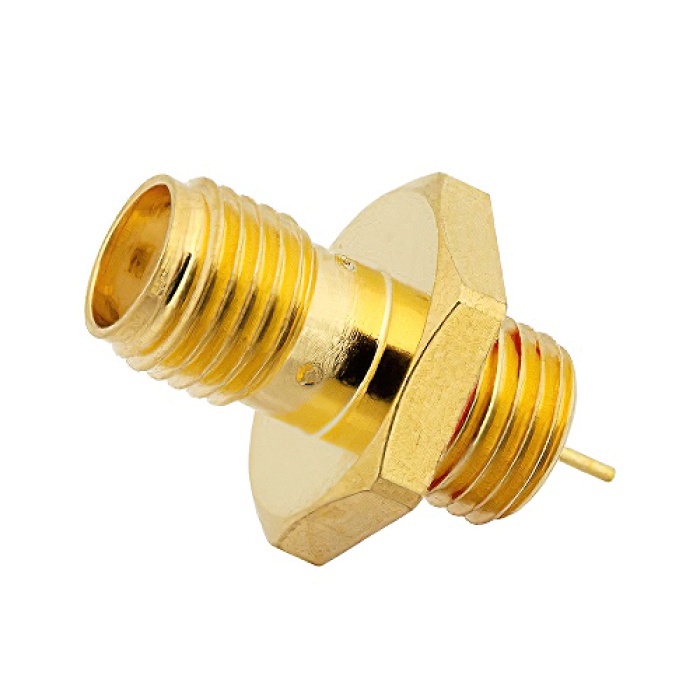 PE4530 SMA Female Bulkhead Mount Hermetically Sealed Connector Solder Attachment | IP67, 18 GHz