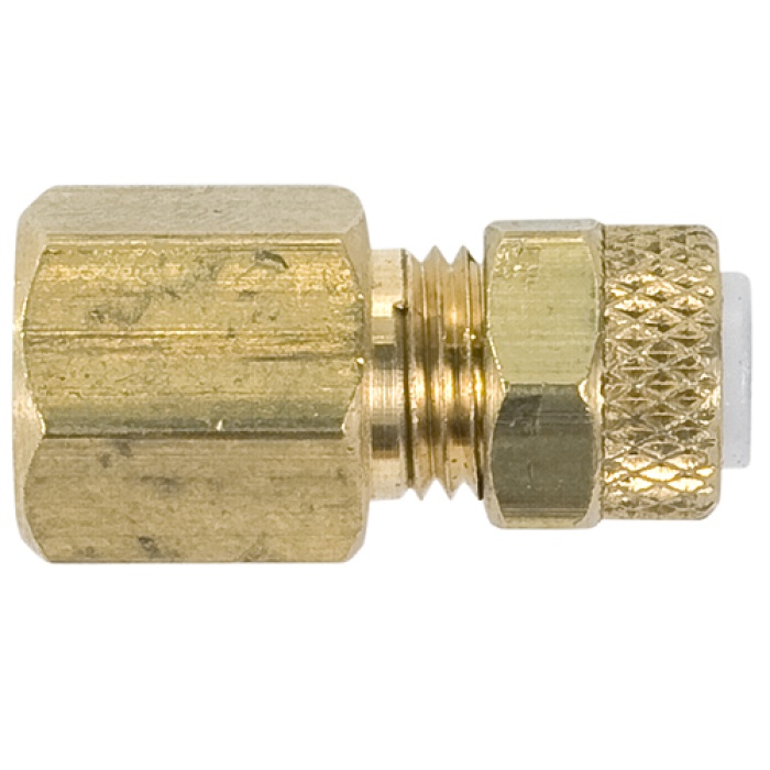 Poly-Type Brass Female Connector | Fits 1/8in Tubing, 1/8in Pipe Thread